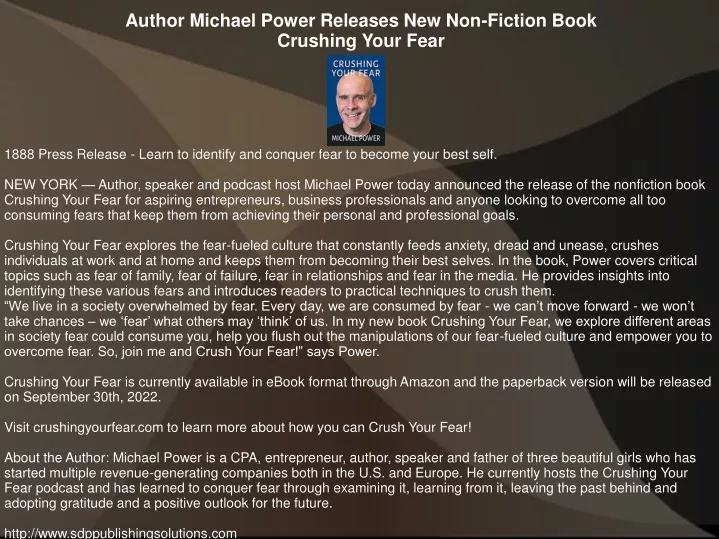 author michael power releases new non fiction