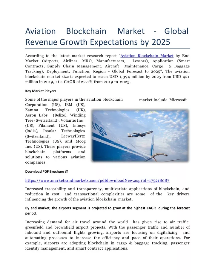 a v i a t i o n b l o c k c h a i n ma r k e t g l o b a l revenue growth expectations by 2025