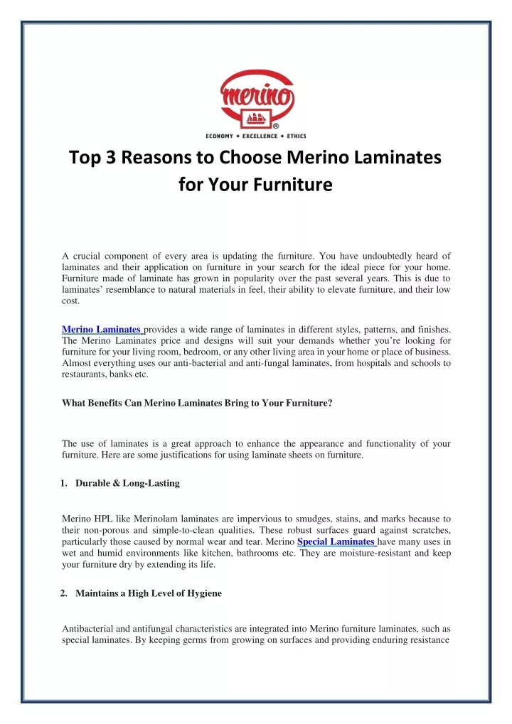 top 3 reasons to choose merino laminates for your furniture