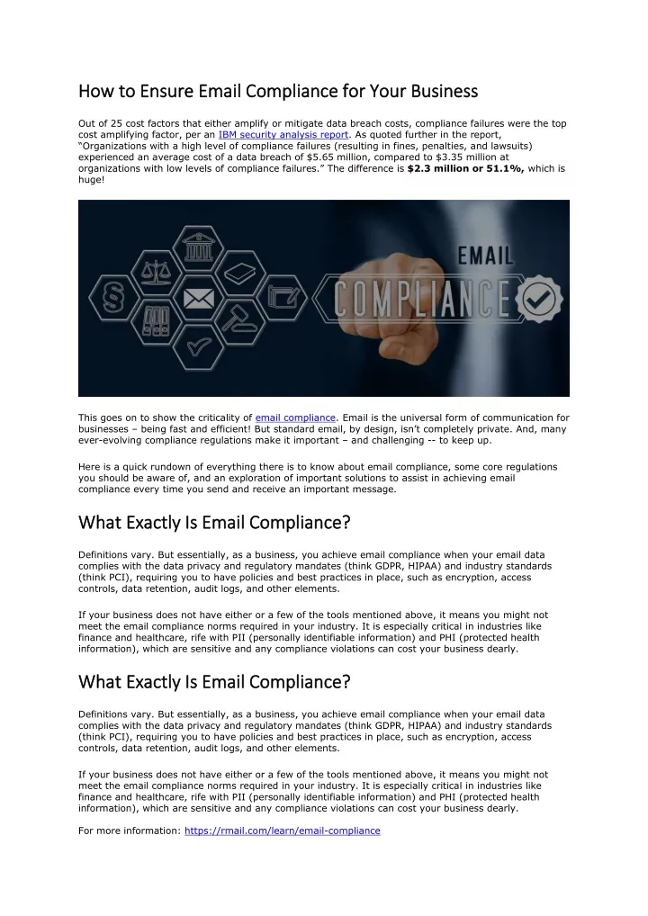 how to ensure email compliance for your business