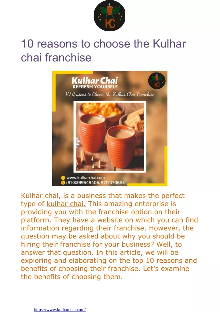 10 reasons to choose the kulhar chai franchise