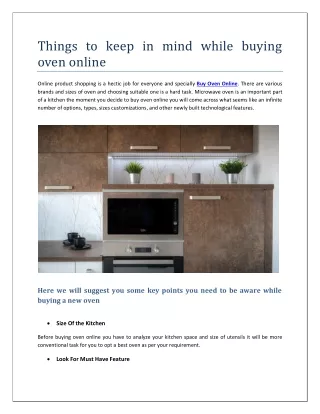 Things to keep in mind while buying oven online