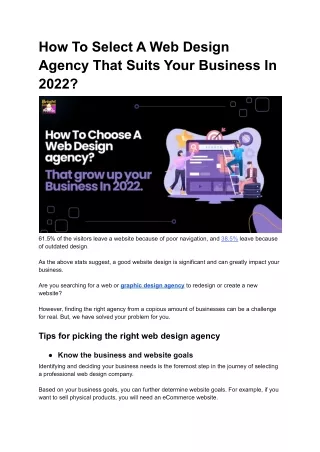 how to select a web design agency that suits your