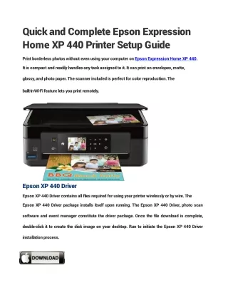 Quick and Complete Epson Expression Home XP 440 Printer Setup Guide