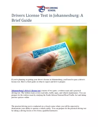 Drivers License Test in Johannesburg A Brief Guide