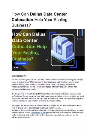 how can dallas data center colocation help your