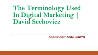 The Terminology Used In Digital Marketing | David Sechovicz