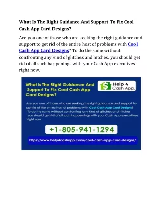 What Is The Right Guidance And Support To Fix Cool Cash App Card Designs