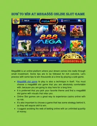 HOW TO WIN AT MEGA888 ONLINE SLOT GAME