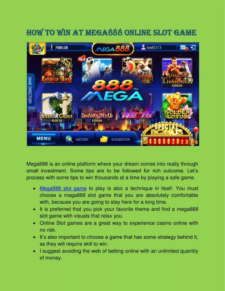 how to win at mega888 online slot game