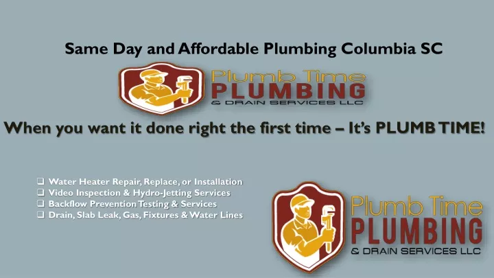 same day and affordable plumbing columbia sc when