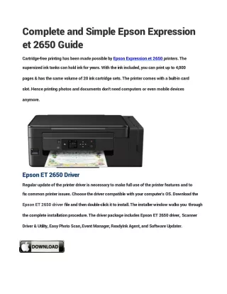 Complete and Simple Epson Expression et 2650 Guide