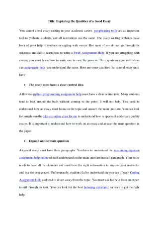 title exploring the qualities of a good essay