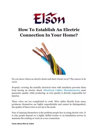 How To Establish an Electric Connection in Your Home?