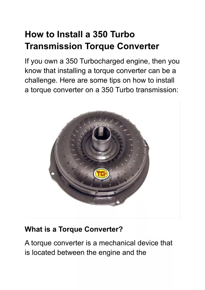how to install a 350 turbo transmission torque
