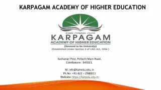 Best College in Tamilnadu - Karpagam Academy of Higher Education