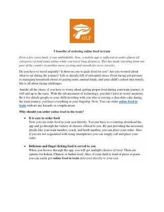5 benefits of ordering online food in train