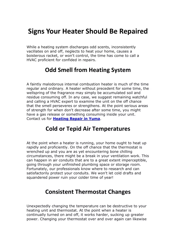 signs your heater should be repaired