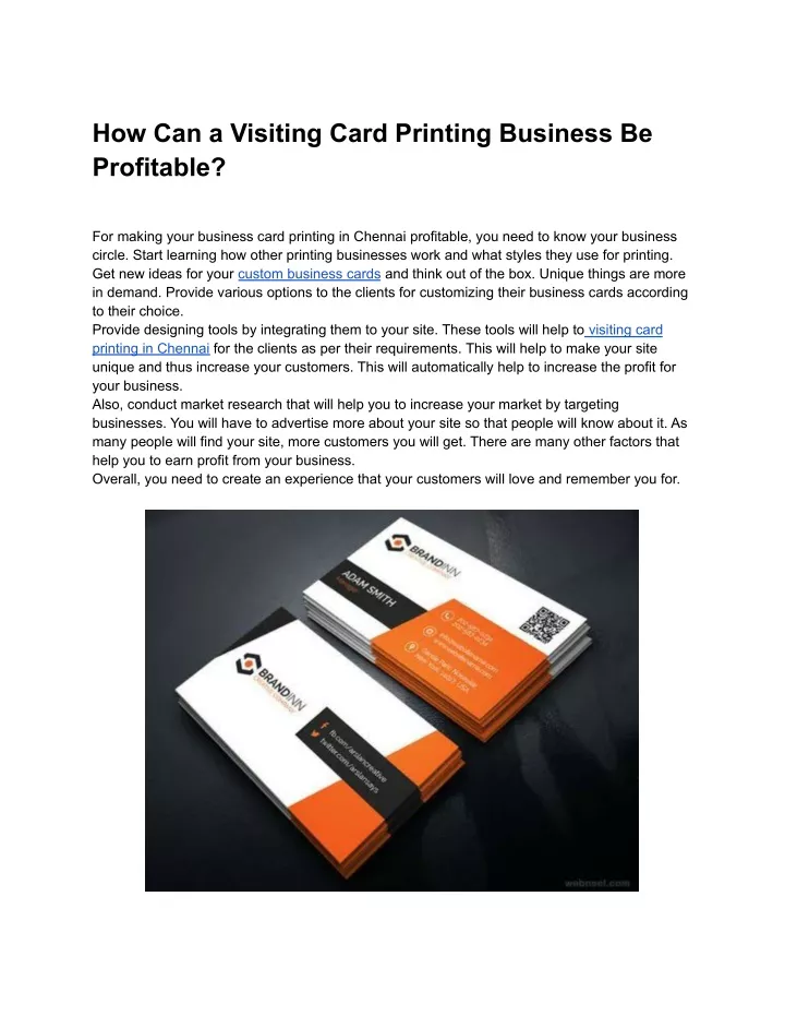 how can a visiting card printing business