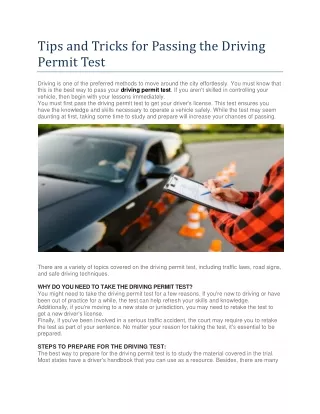Tips and Tricks for Passing the Driving Permit Test