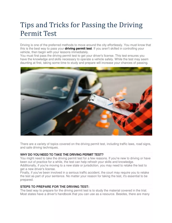 tips and tricks for passing the driving permit