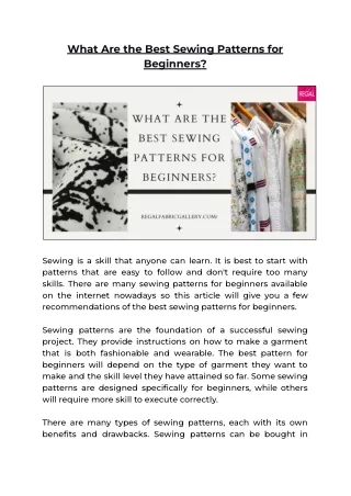what are the best sewing patterns for beginners