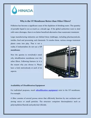 Why is the UF Membrane Better than Other Filters?