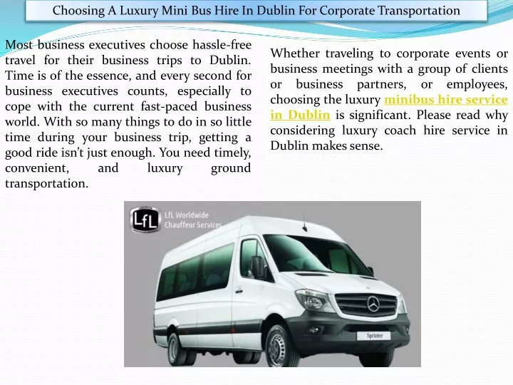 choosing a luxury mini bus hire in dublin