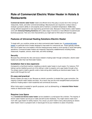 Marine tankless water Heater | Universal Heating Solution