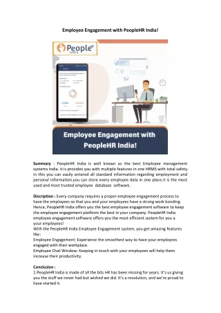 Employee management systems India - PeopleHR India