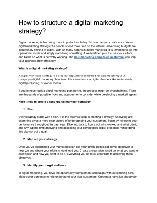 how to structure a digital marketing strategy