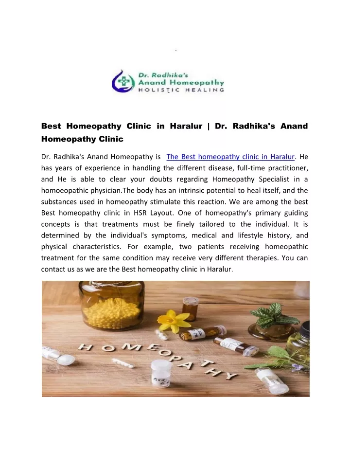 best homeopathy clinic in haralur dr radhika