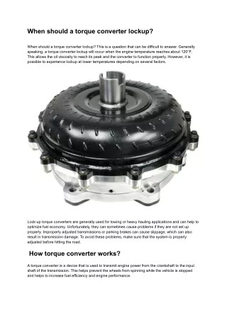 When should a torque converter lockup