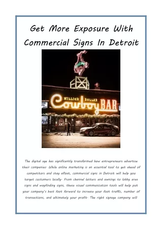 Get More Exposure With Commercial Signs In Detroit