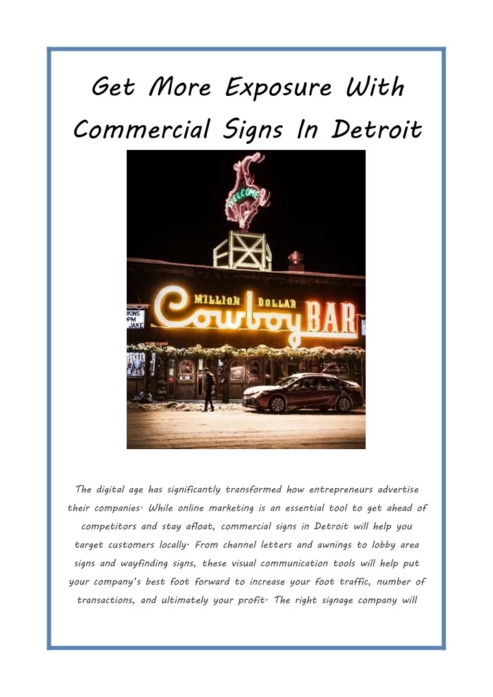get more exposure with commercial signs in detroit