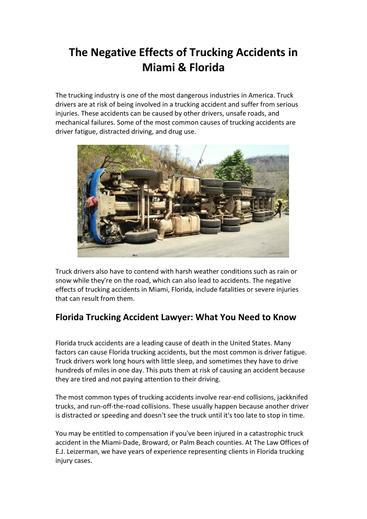 the negative effects of trucking accidents