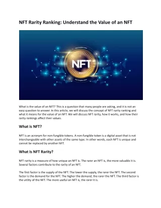 NFT Rarity Ranking: Understand the Value of an NFT