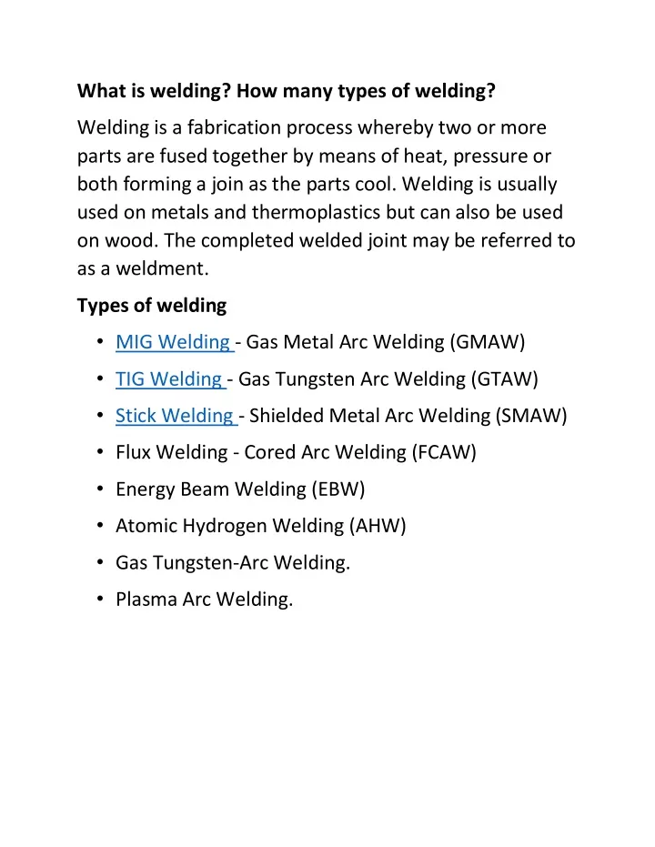 what is welding how many types of welding