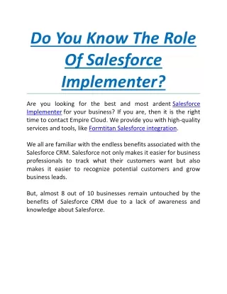 Do You Know The Role Of Salesforce Implemente1