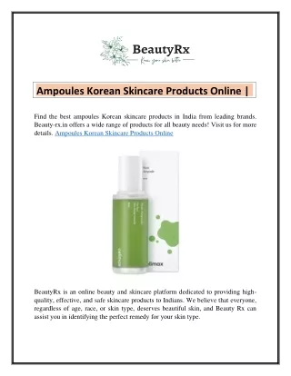 Ampoules Korean Skincare Products Online  Beauty-rx.in