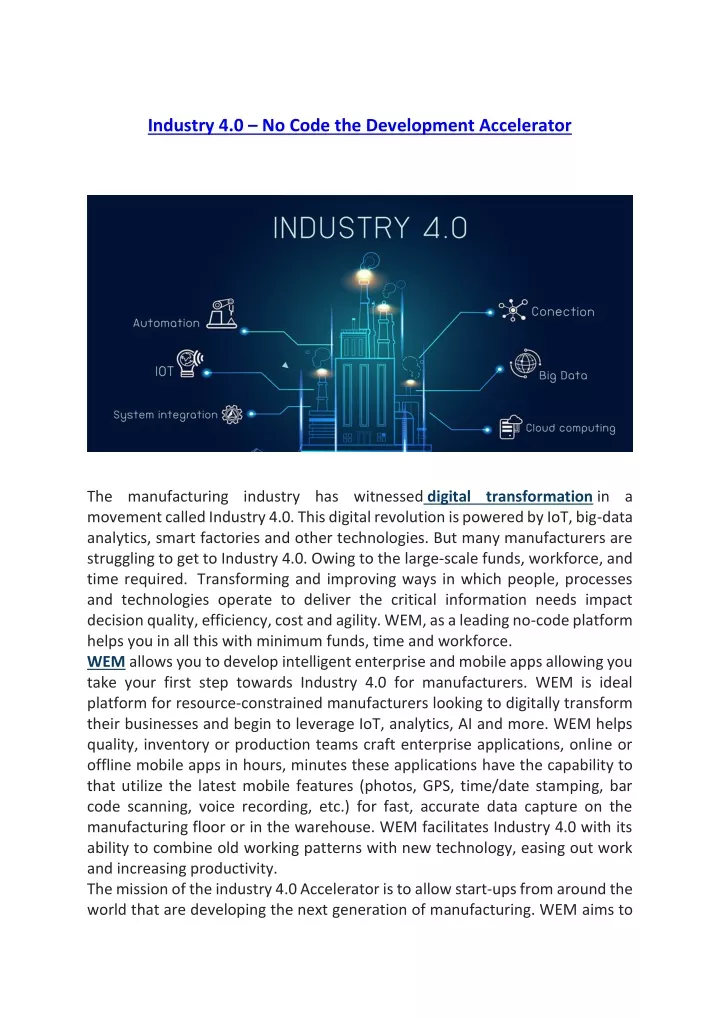 industry 4 0 no code the development accelerator