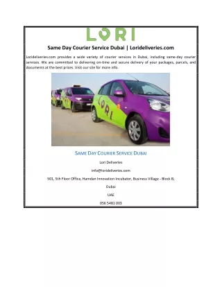Same Day Courier Service Dubai | Lorideliveries.com