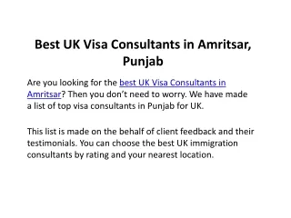 Best UK Visa Consultants in Amritsar, Punjab
