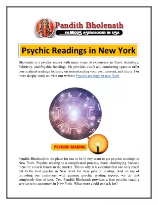 Psychic Readings in New York  Psychic-bholenath
