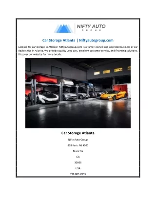 Car Storage Atlanta | Niftyautogroup.com