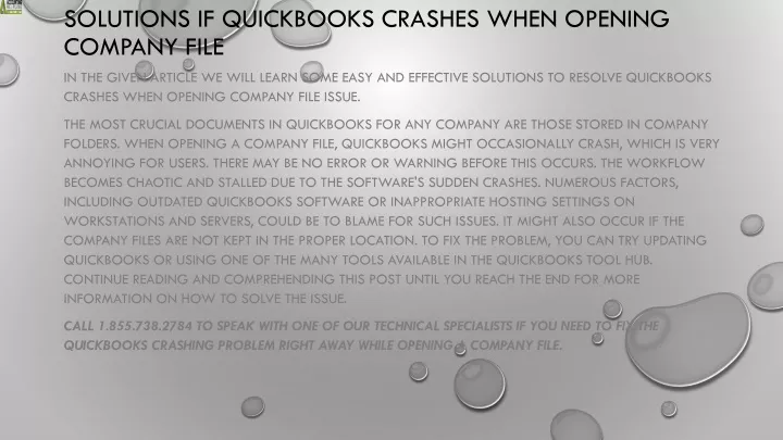 solutions if quickbooks crashes when opening company file