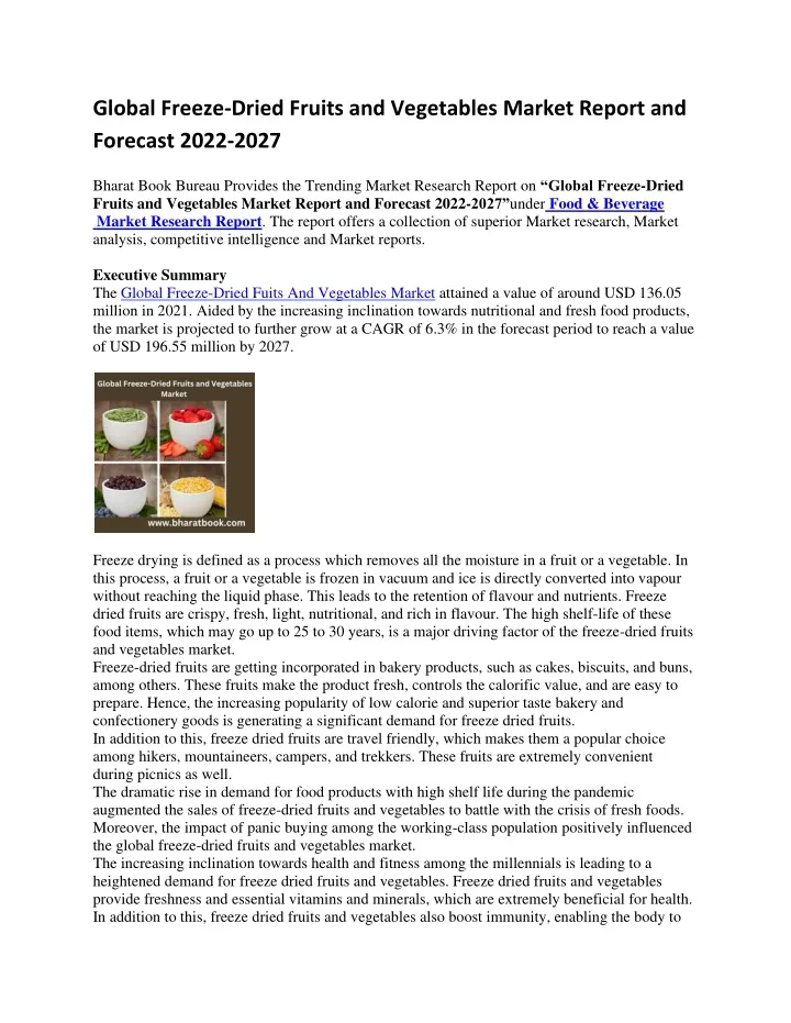 global freeze dried fruits and vegetables market