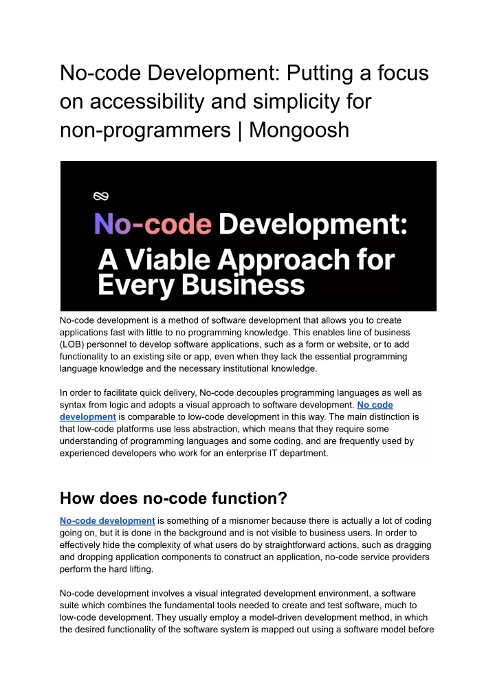no code development putting a focus