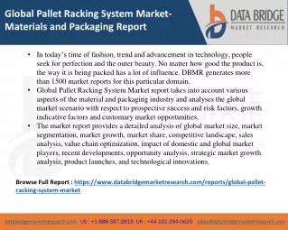 global pallet racking system market materials