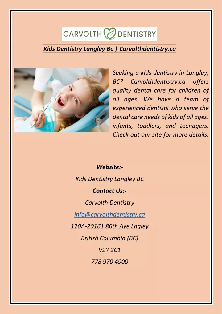 kids dentistry langley bc carvolthdentistry ca